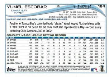 2014 Topps - Gold #184 Yunel Escobar Back