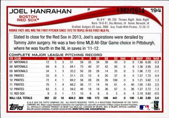 2014 Topps - Gold #194 Joel Hanrahan Back