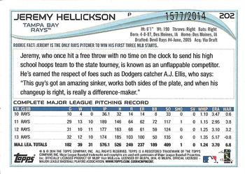 2014 Topps - Gold #202 Jeremy Hellickson Back
