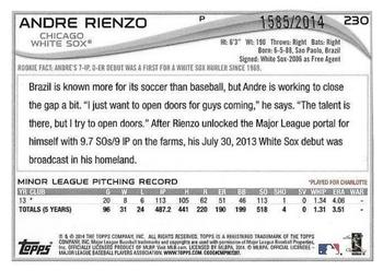 2014 Topps - Gold #230 Andre Rienzo Back