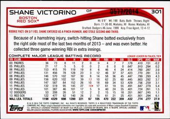 2014 Topps - Gold #301 Shane Victorino Back