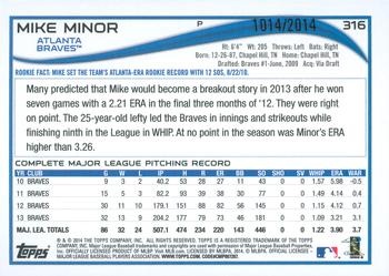 2014 Topps - Gold #316 Mike Minor Back
