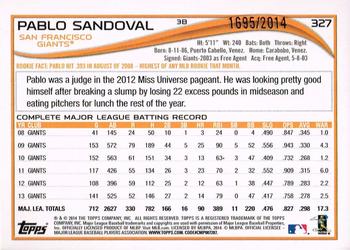 2014 Topps - Gold #327 Pablo Sandoval Back