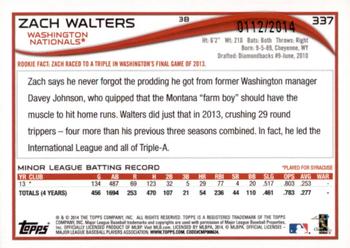 2014 Topps - Gold #337 Zach Walters Back