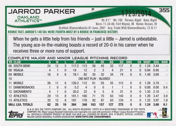2014 Topps - Gold #355 Jarrod Parker Back