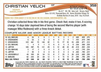 2014 Topps - Gold #358 Christian Yelich Back