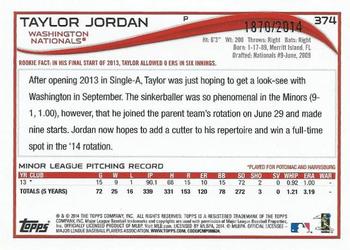 2014 Topps - Gold #374 Taylor Jordan Back
