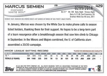 2014 Topps - Gold #429 Marcus Semien Back