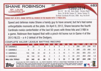 2014 Topps - Gold #483 Shane Robinson Back