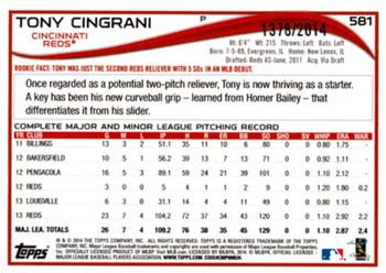 2014 Topps - Gold #581 Tony Cingrani Back
