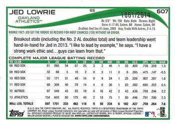 2014 Topps - Gold #607 Jed Lowrie Back