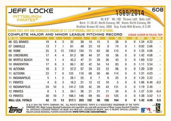 2014 Topps - Gold #608 Jeff Locke Back