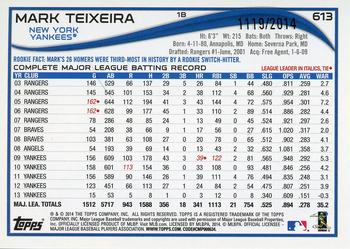 2014 Topps - Gold #613 Mark Teixeira Back