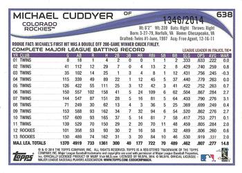 2014 Topps - Gold #638 Michael Cuddyer Back