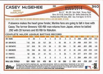 2014 Topps - Gold #340 Casey McGehee Back