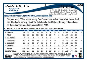 2014 Topps - Gold #464 Evan Gattis Back
