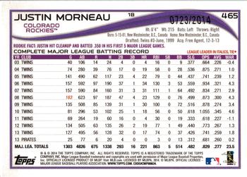 2014 Topps - Gold #465 Justin Morneau Back