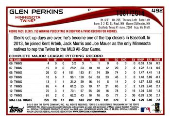 2014 Topps - Gold #492 Glen Perkins Back