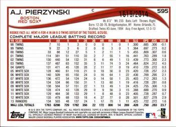 2014 Topps - Gold #595 A.J. Pierzynski Back