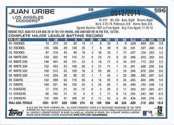 2014 Topps - Gold #596 Juan Uribe Back