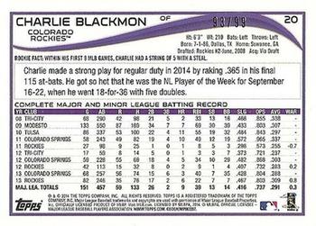 2014 Topps - Camo #20 Charlie Blackmon Back