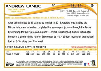 2014 Topps - Camo #54 Andrew Lambo Back