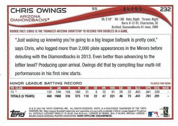 2014 Topps - Camo #232 Chris Owings Back