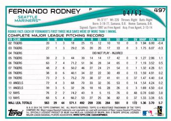 2014 Topps - Black #497 Fernando Rodney Back