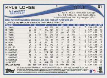 2014 Topps - Pink #51 Kyle Lohse Back