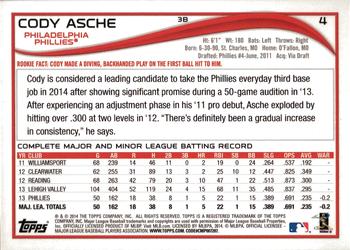 2014 Topps - Red Foil #4 Cody Asche Back