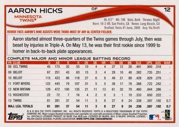 2014 Topps - Red Foil #12 Aaron Hicks Back