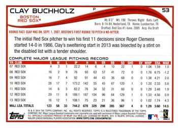 2014 Topps - Red Foil #53 Clay Buchholz Back