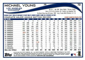 2014 Topps - Red Foil #72 Michael Young Back