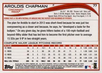 2014 Topps - Red Foil #77 Aroldis Chapman Back