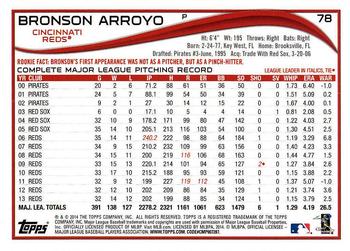 2014 Topps - Red Foil #78 Bronson Arroyo Back