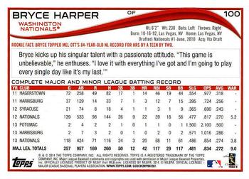 2014 Topps - Red Foil #100 Bryce Harper Back