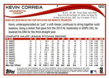 2014 Topps - Red Foil #120 Kevin Correia Back