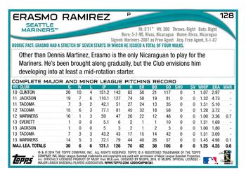 2014 Topps - Red Foil #128 Erasmo Ramirez Back