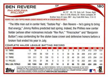 2014 Topps - Red Foil #180 Ben Revere Back