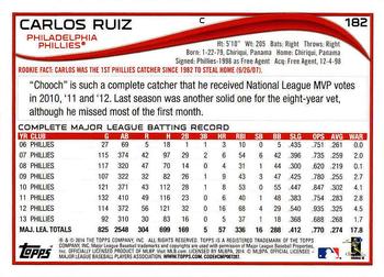 2014 Topps - Red Foil #182 Carlos Ruiz Back