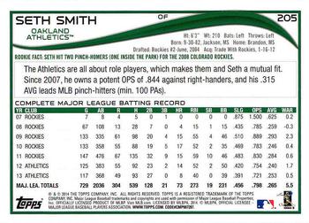 2014 Topps - Red Foil #205 Seth Smith Back