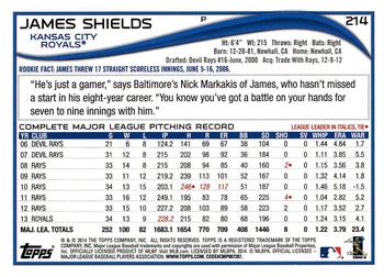 2014 Topps - Red Foil #214 James Shields Back