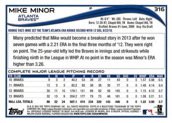 2014 Topps - Red Foil #316 Mike Minor Back
