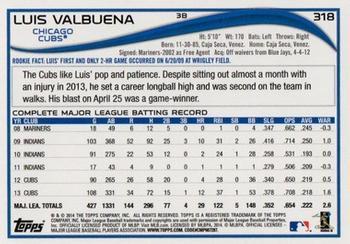 2014 Topps - Red Foil #318 Luis Valbuena Back