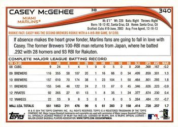 2014 Topps - Red Foil #340 Casey McGehee Back