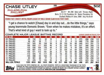 2014 Topps - Red Foil #502 Chase Utley Back