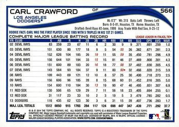 2014 Topps - Red Foil #566 Carl Crawford Back