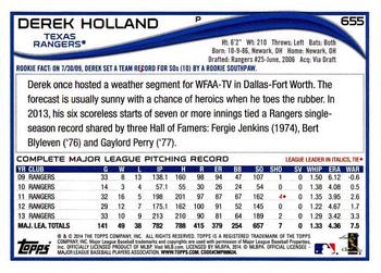 2014 Topps - Red Foil #655 Derek Holland Back