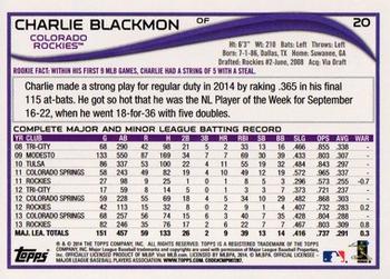 2014 Topps - Blue #20 Charlie Blackmon Back