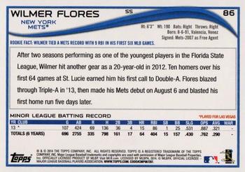 2014 Topps - Blue #86 Wilmer Flores Back